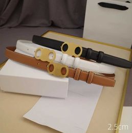 Other Accessories f New Fashion Belt Mens Cintura for Women Designer Genuine Leather 2.5cm Thin Waist Belts Gold Smooth Buckle with Box