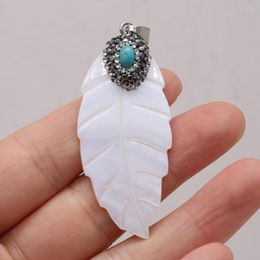 Pendant Necklaces 8PCS Wholesale Natural Semi-precious Stone Turquoise Wing-shaped Shell Beads Making DIY Necklace Earrings Jewelry Gift