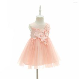 Girl Dresses Pink Weddings Flower Baby Dress 1 2 Year Old Birthday Formal Clothes 18 Month Toddler Vestido RBF184006