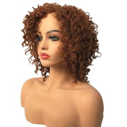 Curly Human Hair Wigs Wine Red Brazilian Remy Deep Wave Synthetic Wigs Full Lace Front Synthetic Wig 150% Pre Plucked