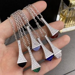 Pendant Necklaces Gold Plated Crystal For Women Pyramid With Red Green Blue Natural Stone Middle East Fashion Jewelry