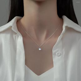 Chains 45cm 925 Sliver Necklace Women Water Drop Minimalist Chain Necklaces For Girls Gift Blue Stone