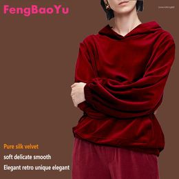 Women's T Shirts Fengbaoyu Velvet Spring Autumn Lady Hooded Sweater Loose Lazy Wind Long-sleeved Leisure Coat Soft And Comfortable Purple
