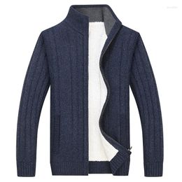 Men's Sweaters High Quality Winter Cardigan Men Fleece Thick Warm Knitted Sweater Coat Mens Fashion Plus Velvet Sweatercoat Size