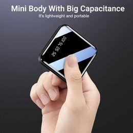 Free Customized LOGO Power Bank 10000mah Portable Charging Poverbank Mobile Phone LED Mirror Back Power Bank External Battery Pack Powerbank