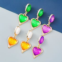 Fashion Metal Resin Heart-shaped Geometric Earrings Women's Exaggerated Cute Dangle Earrings Banquet Jewellery Accessories