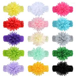 Hair Accessories Cute Baby Girls Mesh Flower Headband Elastic Crochet Children Bands Born