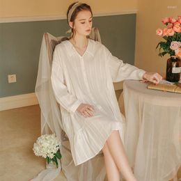 Women's Sleepwear 2023 White Plus Size Boyfriend Style Cotton Nightgown Women Blouse Nightdress Home Wear Night Dress Nightwear