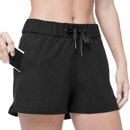 Shorts de yoga cintura alta com bolsos correndo treinamento apertado elástico fitness curto leggings jogging sportwear