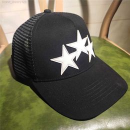 White Leather Star Baseball Hat Tide Brand Duck Tongue Hat Hip Hop Hat Trendsetter Men Women Sun Shading Cap Trucker Hat Black