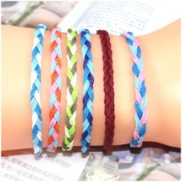 Charm Bracelets Handmade Wax Rope Beach Surfing Bracelet Bohemian Waterproof Twist Braided Summer Jewellery Drop Delivery Dhkbm