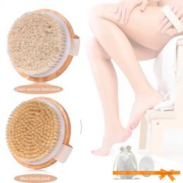 Natural Exfoliating Bristle Bath Brush Wooden Body Massage SPA Dry Brush - Bathes Brush Set Bathing Body JN10