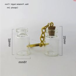 100 x 2ML Transparent Wish Glass Bottles Key Chain Pendants Small Wishing With Cork Vial Arts Jars For Bracelets Giftshigh qty Tgueo