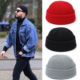 Fashion Hip Hop Beanie Knitted Hat Men Skullcap Women Winter Warm Brimless Baggy Melon Cap Cuff Docker Fisherman Beanies Hats2843