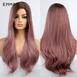 Synthetic Long Wavy Wigs Dark Purple Wig for Women Natural Heat Resistant Fiber Daily Cosplay Hair Wigfactory direct