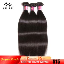 Hair Bulks UNICE HAIR 30 Inch Brazilian Bone Straight Bundles 100 Human Weave Extension 1 3 4 PCS 230609