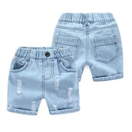 Jeans Sommer Baby Jungen Denim Shorts Mode Loch Kinder Südkorea Stil Junge Casual Cowboy Kind Kleinkind Strand Hosen 230609