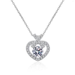 Chains 925 Sterling Silver Heart-shaped 1ct Moissanite Diamond Clavicle Chain Laboratory Test Plating PT950 Gold Woman Marry Jewelry