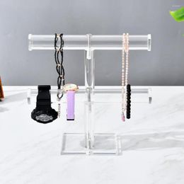 Jewelry Pouches Holder Earrings Ring Necklace Watch Shelf T-shaped Non-slip Base Transparent Visible Stand Store Supply