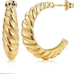 Hoop Earrings UTAG C Shape Twist Croissant For Women Trendy Chunky Gold Colour Ear Circle Round Earring Female Fashion Jewellery