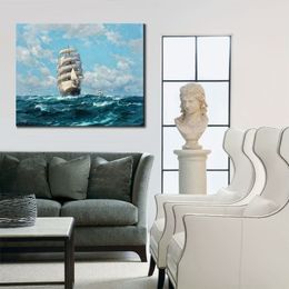 Handmade Canvas Art The Tall Ship Carradale Frank Vining Smith Painting Seascape Artwork High Quality