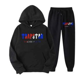 Tracksuit Trapstar Brand Printed Sportswear Men's t Shirts 16 Colours Warm Two Pieces Set Loose Hoodie Sweatshirt Pants Jogging Tidal flow design 389ess