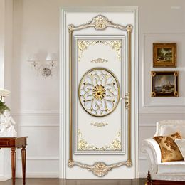 Wallpapers Po Wallpaper 3D Stereo Gold Gypsum Pattern Murals Living Room Bedroom Luxury Door Sticker PVC Self-Adhesive Waterproof Decor