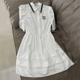 Plus size Dresses Designer Women Shirt Dress Embroidery Letter Short Sleeve Skirts Fashion Casual Summer White For Female ZEDS