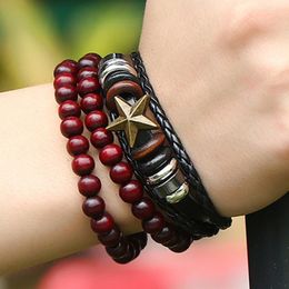 Charm Bracelets Women Punk Beads Pendant Braceletsd Adjustable Rope Chains Bangles Bracelet Braided Wrap Wristbands For Men Gothic Jewelry