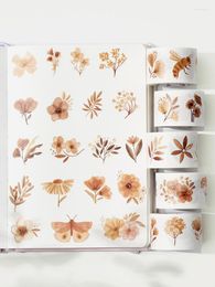 Gift Wrap 5Rolls/Set Vintage Flower Buttefly Die Cut Washi Tape Journal Collage Material DIY Scrapbooking Sticker
