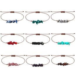 Charm Bracelets Natural Crused Stone Bead Bracelet Handmade Boho Friendship Braid Summer Beach Jewelry Drop Delivery Dhrzp