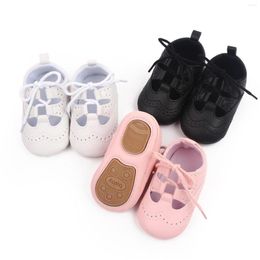 First Walkers Infant Born Baby Girls Bandage Flat Shoes Cutout Soft Sole Non-slip Toddler Walking Leather