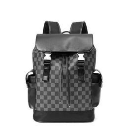 Factory wholesale men shoulder bags lightweight wear-resistant leather business handbag belt fashion computer bag sports fitness leisure plaid backpack 23006#