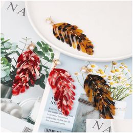 Charm Bohemia Acrylic Leaf Dangle Earrings For Women Girls Long Resin Leaves Drop Earring Summer Beach Jewelry Party Gifts Delivery Dhal8