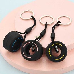 6dl3 Keychains Lanyards Fast Furious Creative Car Wheel Tyre Key Ring Backpack Motorcycles F1 Key Chain Pendent Ornament Accessories Friend Gift