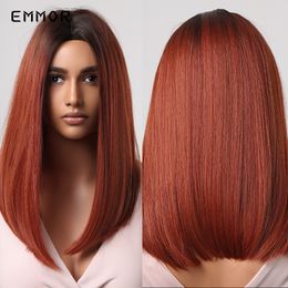Synthetic Natural Short Wine Red Straight Hair Wig for Women Heat Resistant Bob Wigs Daily Cosplay Party Wigsfactory direct