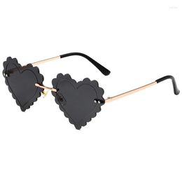 Sunglasses Fashion Love Heart Shaped Men Women Personality Metal Rimless Glasses Cute Frameless Sun Cosplay Eyewear