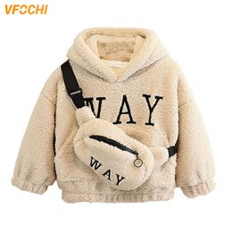 Clothing Sets VFOCHI Boy Girl Sweatshirts with Bag Winter Wool Thick Children Hooded Long Sleeves Sweatshirt Unisex Warm Girls 230609