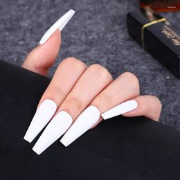 False Nails 24 Pieces Of European And American Style Solid Color Matte Frosted Long Ballet Coffin Nail Fake Patches