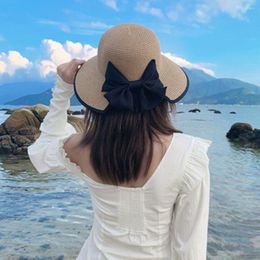 Wide Brim Hats Fashion Womens Lady Beach Straw Hat Summer Sun Floppy Foldable Cap Bucket Outdoor