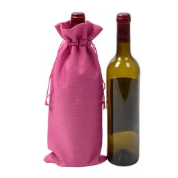 Rustic Jute Burlap Bottle Bags Drawstring Wine Bottle Covers Wedding Party Champagne Linen Package Gift Bags