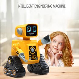 Kids Intelligent Programmable Wireless RC Engineering Robot Multifunctional Children's Toy with Music Song Face Light