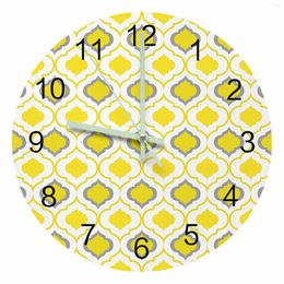 Wall Clocks Yellow Grey White Moroccan Luminous Pointer Clock Home Ornaments Round Silent Living Room Bedroom Office Decor