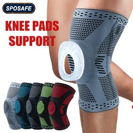 Elbow Knee Pads Sports Compression Knee Support Brace Patella Protector Knitted Silicone Spring Leg Pads for Cycling Running Basketball Football 230609