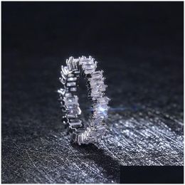 Band Rings Fashion Gold Zircon Simple High Quality Finger Ring For Women Jewelry Party Gifts Wholesale Drop Delivery Dhish