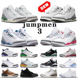 Basketball Shoes with box 3 3s Wizards Hide N Men Women White Cement Black Cat Fire Red Dark Iris Desert Elephant Lucky Green Racer Blue Unc Cool Grey Mens Sneakers