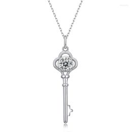 Chains Moissanite Key Pendant Necklace 925 Sterling Silver 1.0ct Long Chian For Women Brides Wedding Jewelry