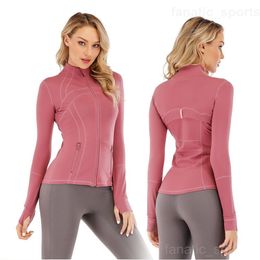 new womens yoga long sleeves jacket solid Colour nude sports shaping waist tight fitness loose jogging sportswear fitness jacket sport jacket8EU2