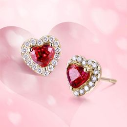 Stud Earrings Bling Crystal Heart For Women Romantic Multicolor Birthstone Zircon Wedding Earing Ear Jewelry Accessories Gifts