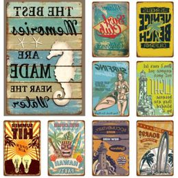 New Beach Retro Tin Painting Cafe Background Wall Decoration Painting Frameless Paintings Living Room Home decor Size 20X30cm Gkueu
